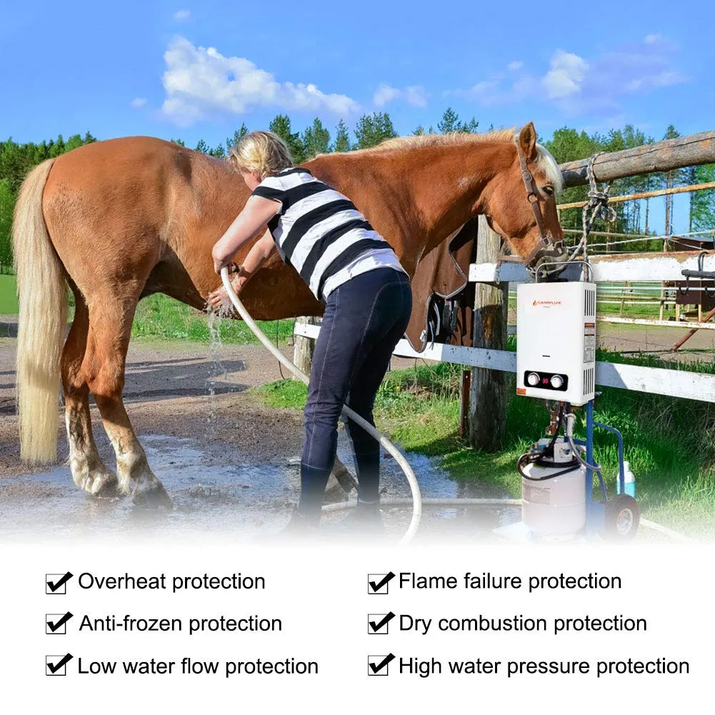 Camplux 1.58 GPM Outdoor Tankless Propane Water Heater with 1.2 GPM Water Pump